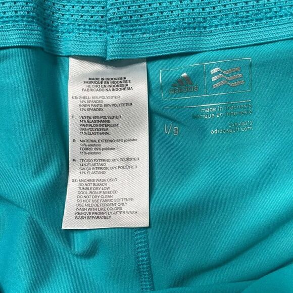 Adidas Skort Skirt Size Large Pockets Blue Athletic Built in Shorts Stretchy Ten - Picture 5 of 11